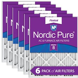 Nordic Pure 24x30x1 (23 1/2 x 29 1/2 x 3/4) Pleated MERV 8 Air Filters 6 Pack