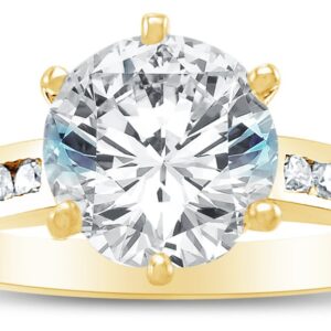 Size 7 - Solid 14k Yellow Gold Classic Traditional Round Brilliant Cut Solitaire CZ Cubic Zirconia Engagement Ring 1.25ct.