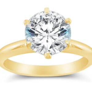 Size 8.5 - Solid 14k Yellow Gold Classic Traditional Round Brilliant Cut Solitaire CZ Cubic Zirconia Engagement Ring 1.0ct.