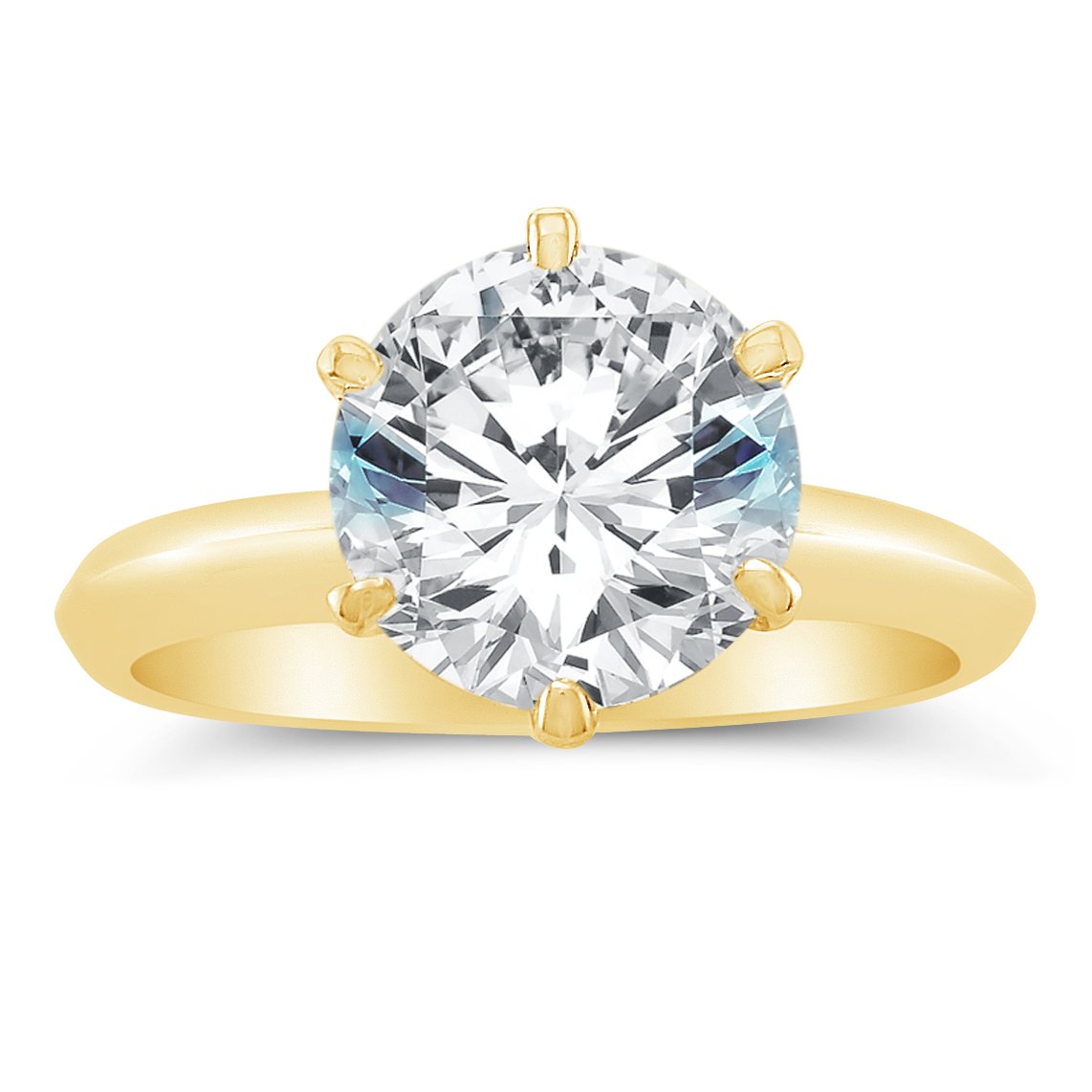 Size 8.5 - Solid 14k Yellow Gold Classic Traditional Round Brilliant Cut Solitaire CZ Cubic Zirconia Engagement Ring 1.0ct.