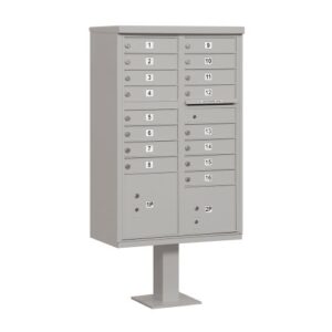 16 a size doors, usps access type iii cluster box unit, gray