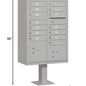 16 A Size Doors, USPS Access Type III Cluster Box Unit, Gray