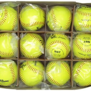 WILSON Sporting Goods A9074 Little League Softball (12-Pack), 12-Inch, Optic Yellow (WTA9074BSST)