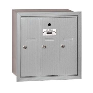 salsbury industries 3503aru recessed mounted vertical mailbox with 3 doors and usps access, aluminum