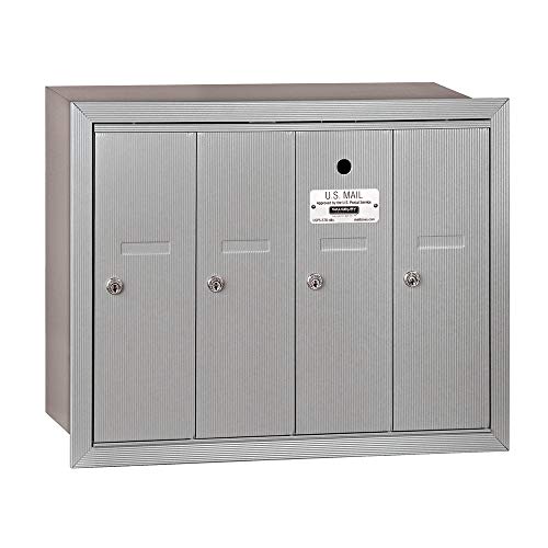 Salsbury Industries 3504ARU Recessed Mounted Vertical Mailbox with 4 Doors and USPS Access, Aluminum