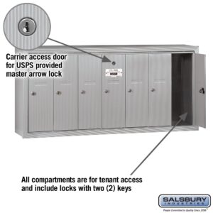 Salsbury Industries 3507ASU Surface Mounted Vertical Mailbox with 7 Doors and USPS Access, Aluminum