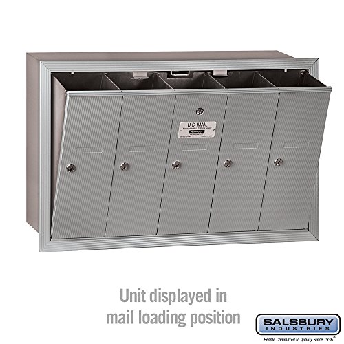 Salsbury Industries 3505ARU Recessed Mounted Vertical Mailbox with 5 Doors and USPS Access, Aluminum