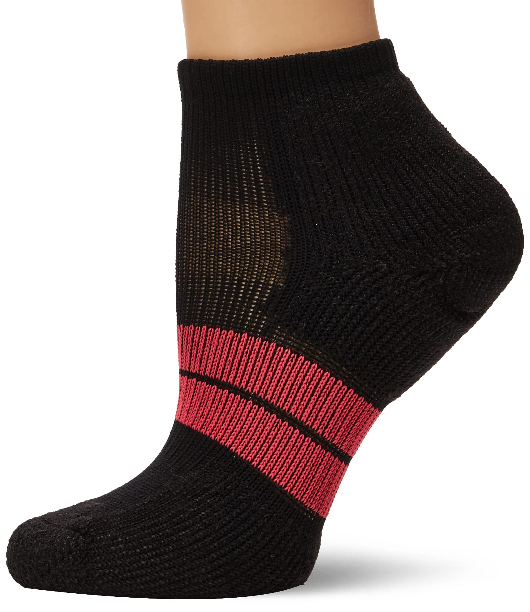 thorlos womens 84 Maximum Cushion Low Cut Running Socks, Black/Pink (1 Pair), Medium US