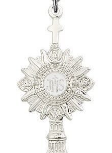 bliss Sterling Silver Monstrance Pendant Medal, 2 1/8 Inch