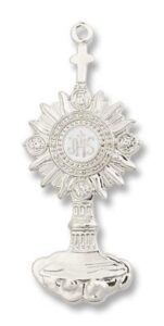 bliss sterling silver monstrance pendant medal, 2 1/8 inch