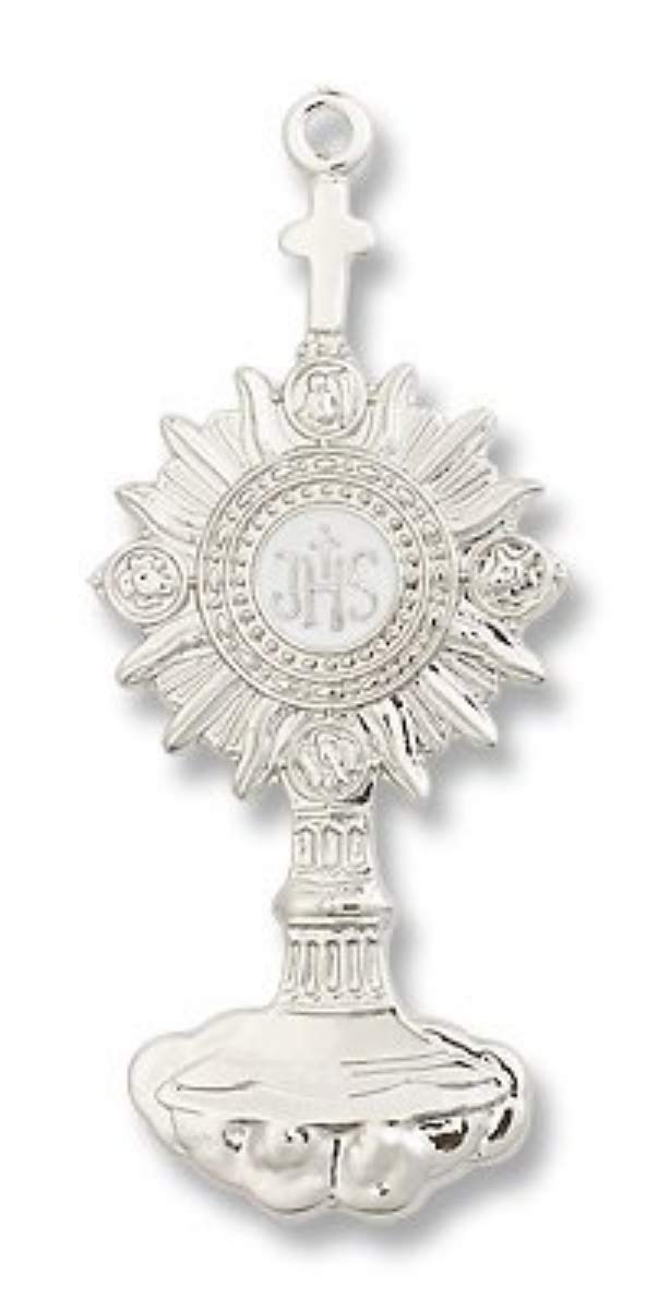 bliss Sterling Silver Monstrance Pendant Medal, 2 1/8 Inch