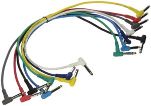 on-stage hot wires right angle 1/4" trs patch cables, 17" (8 pack)