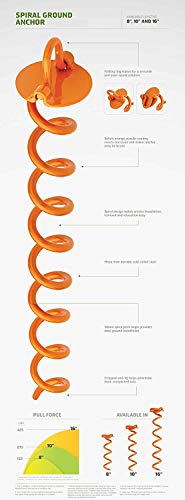 Liberty Outdoor ANCFR10-ORG-A Folding Ring Spiral Ground Anchor, Orange, 10-Inch, Single