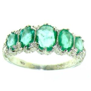 letsbuygold 925 sterling silver real genuine emerald womens anniversary ring - size 8