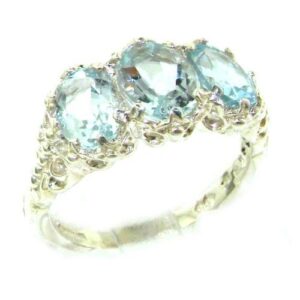 letsbuygold 925 sterling silver natural aquamarine womens promise ring - size 6.5