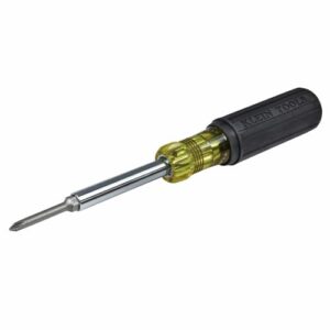 Klein Tools 32559 Multi-bit Screwdriver / Nut Driver, Extended Reach 6-in-1 Tool with Nut Driver, Phillips and Slotted Bits