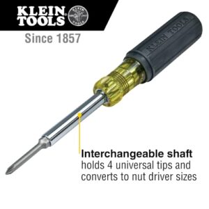 Klein Tools 32559 Multi-bit Screwdriver / Nut Driver, Extended Reach 6-in-1 Tool with Nut Driver, Phillips and Slotted Bits