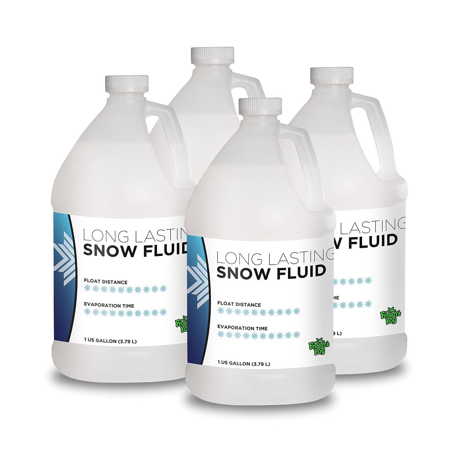 Froggy's Flakes Snow Machine Fluid, Long-Lasting Formula Snow Fluid with 75+ Feet Float/Drop, 4 Gallon Case