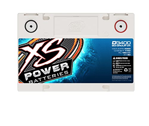 XS Power D3400 XS Series 12V 3,300 Amp AGM High Output Battery with M6 Terminal Bolt