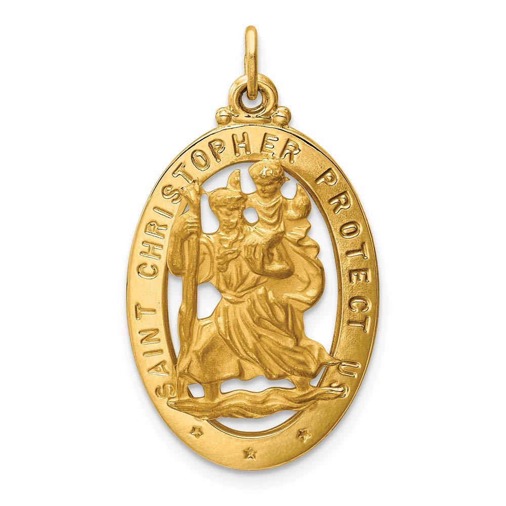 Jay Seiler 14k Saint Christopher Medal Pendant, 14 kt Yellow Gold