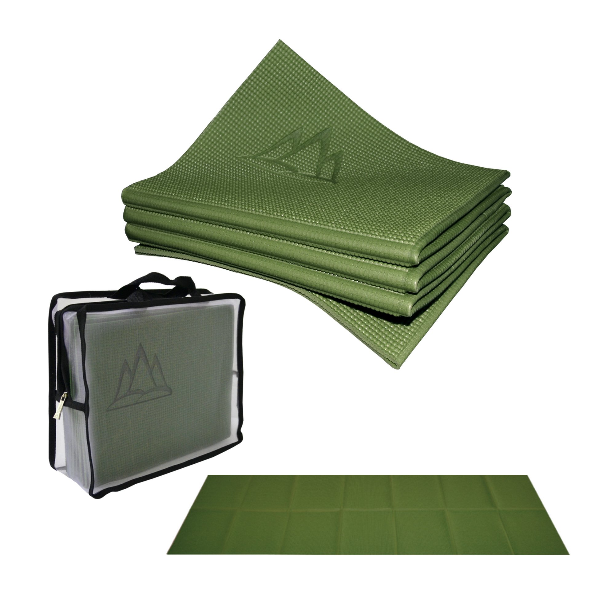 Khataland YoFoMat - Best Travel Yoga Mat - Green, Extra Long 72", 1/6" Thick -Foldable to 12"x10"x3", Eco Friendly, Free From Phthalates/Latex