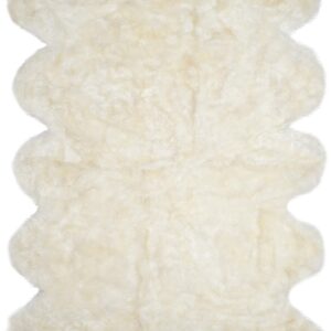 SAFAVIEH Sheep Skin Collection Area Rug - 6' x 9', Natural & White, Handmade Rustic Glam Genuine Pelt, 3.4-inch Thick Ideal for High Traffic Areas in Living Room, Bedroom (SHS211A)