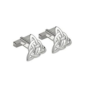 Trinity Knot Cufflinks Rhodium Plated Made in Ireland