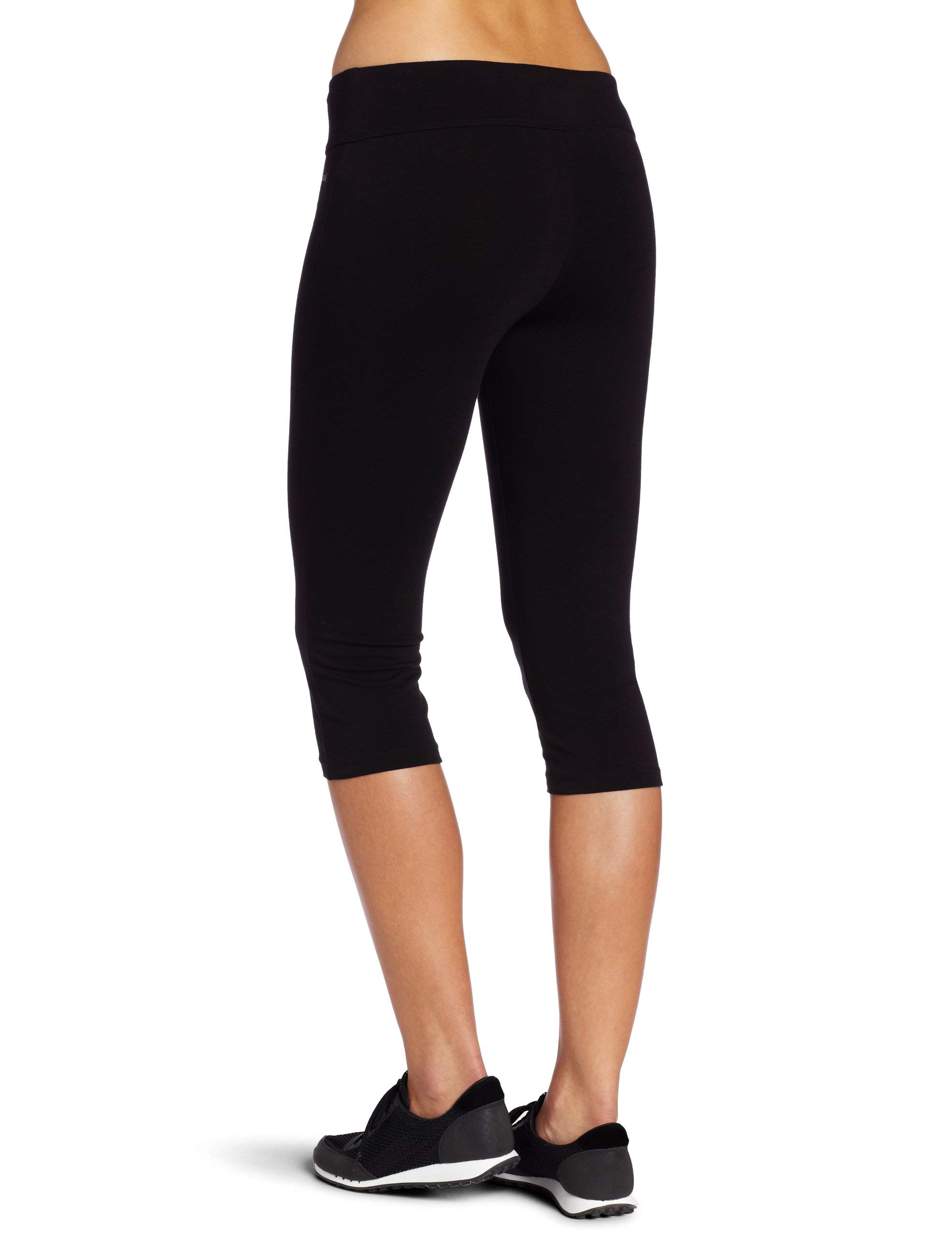 Spalding Women's Essential Capri Legging | Comfortable 4-Way Stretch Athletic Pants | Mid-Waist Black | Medium