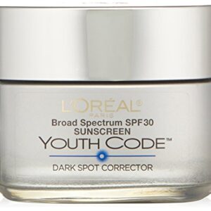 Dark Spot Corrector Face Moisturizer with SPF 30 for Even Skin Tone by L’Oreal Paris, Youth Code Anti-Aging Day Cream, Non-greasy, 1.7 oz.