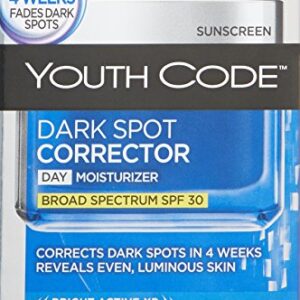 Dark Spot Corrector Face Moisturizer with SPF 30 for Even Skin Tone by L’Oreal Paris, Youth Code Anti-Aging Day Cream, Non-greasy, 1.7 oz.