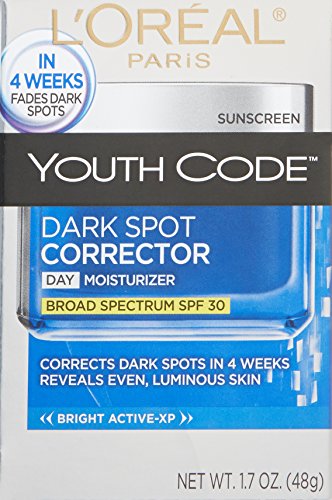 Dark Spot Corrector Face Moisturizer with SPF 30 for Even Skin Tone by L’Oreal Paris, Youth Code Anti-Aging Day Cream, Non-greasy, 1.7 oz.