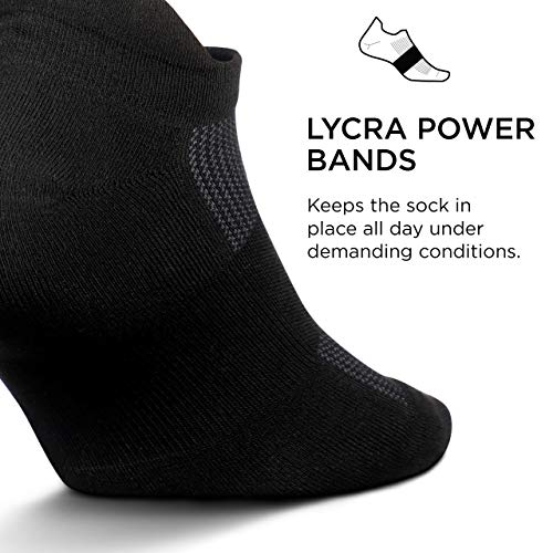 Feetures High Performance Cushion Ankle Sock - No Show Socks for Women & Men with Heel Tab - Black, L (1 Pair)