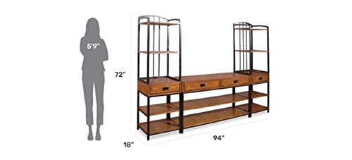 Modern Craftsman Distressed Oak 3Piece Entertainment Center by Home Styles