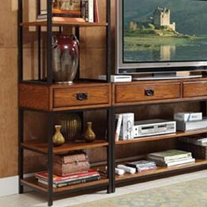 Modern Craftsman Distressed Oak 3Piece Entertainment Center by Home Styles