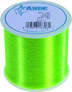 ande a18-8ge premium monofilament fishing line 1/8-pound spool, 8-pound test, bright green finish