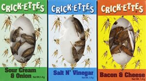 crick-ettes sampler gift pack- sour cream and onion, bacon and cheese, salt and vinegar 0.05 ounce (pack of 3)