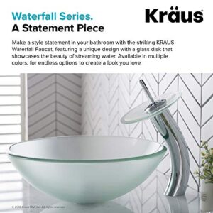 Kraus KGW-1700CH-FR Single Lever Vessel Glass Waterfall Bathroom Faucet Chrome with Frosted Glass Disk,Bronze