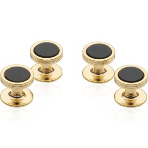 cuff-daddy black onyx studs set in gold-tone in velour travel pouch for weddings