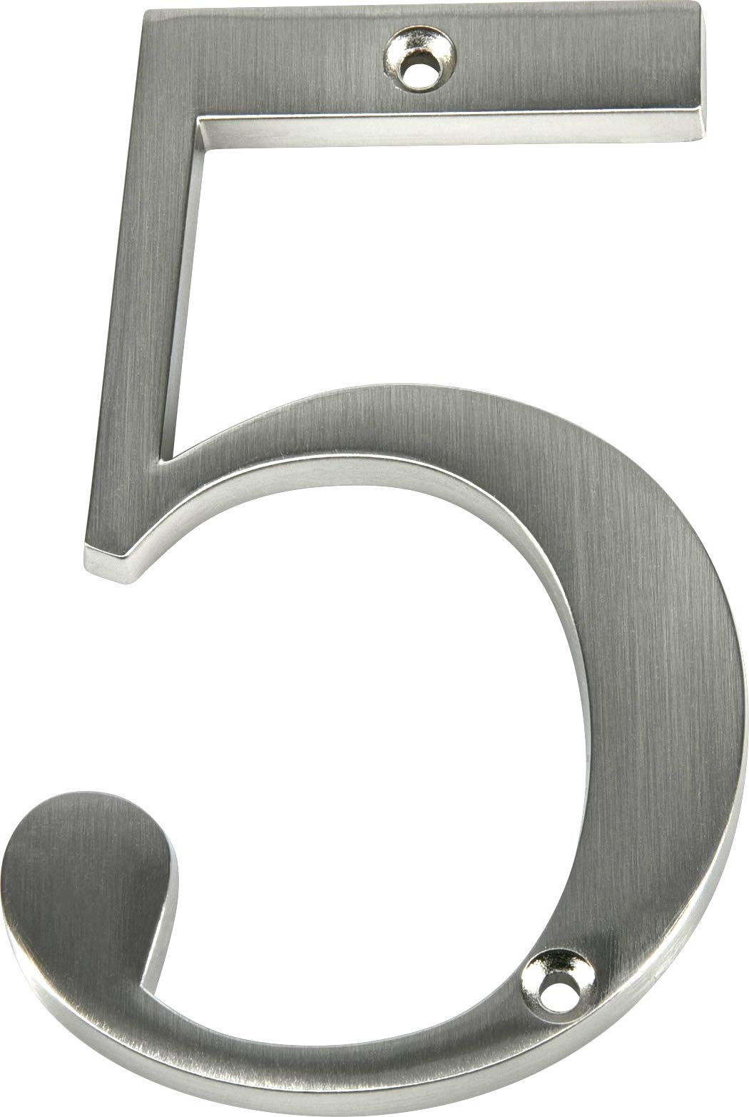 Distinctions by Hillman 843325 4-Inch Brushed Nickel Flush-Mount House Number 5, 1 Count (Pack of 1)