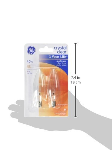 GE Lighting 12165 Light GE2PK40W CLR Blunt Bulb, Incandescent Bulbs, Warm white, 2 Count (Pack of 1), Clear