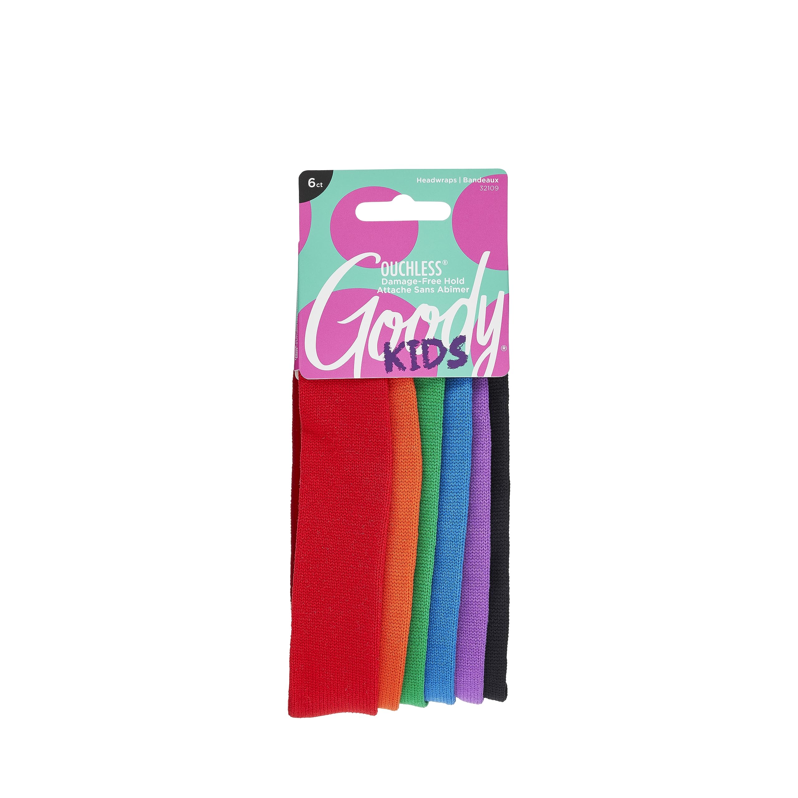 Goody Ouchless Jersey Headwrap, Assorted Colors, 6 Count