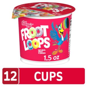 Kellogg's Froot Loops Breakfast Cereal Cups, Fruit Flavored, Breakfast Snacks with Vitamin C, Original, 18oz Case (12 Cups)