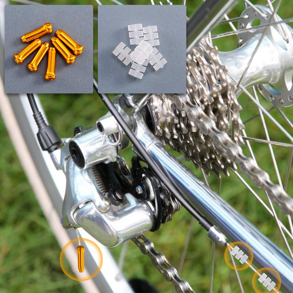 Bike Cable End Caps, Cable End Crimps, Cable Caps for Bike Shift Alloy, Bicycle Brake Cables End Caps(48PCS), O-Ring Brake Cable Rubber Donuts(6PCS)