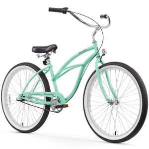 firmstrong urban women's beach cruiser bike, 3 speed bicycle, 26 inch wheels, mint green