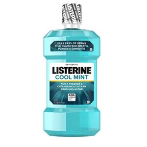 listerine cool mint antiseptic mouthwash for bad breath, plaque and gingivitis, 1.5 l