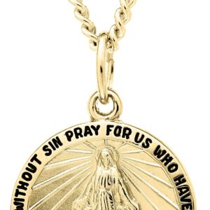 Amazon Essentials women 14k Gold-Filled Round Miraculous Medal Madonna Pendant Necklace with Stainless Steel Chain, 20" (previously Amazon Collection)