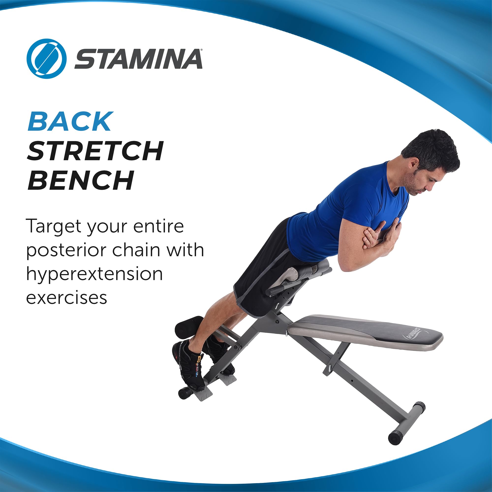 Stamina Ab Hyperextension Bench Pro - Adjustable and Foldable Roman Chair with Smart Workout App for Home Workout - Up to 250 lbs Weight Capacity