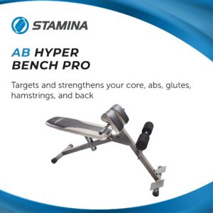 Stamina Ab Hyperextension Bench Pro - Adjustable and Foldable Roman Chair with Smart Workout App for Home Workout - Up to 250 lbs Weight Capacity