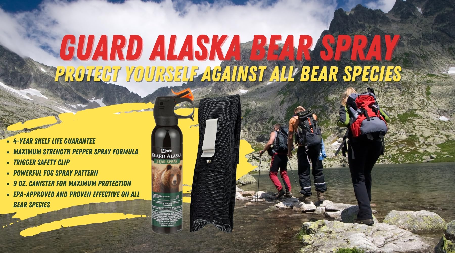 Bear Guard Alaska Bear Pepper Spray 9 Ounce Can with Nylon Holster