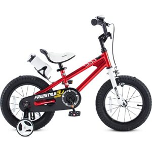 Royalbaby Toddlers Kids Bike Boys Girls Freestyle BMX Children Sports Bicycle with Training Wheels Gifts, 12 Inch Red